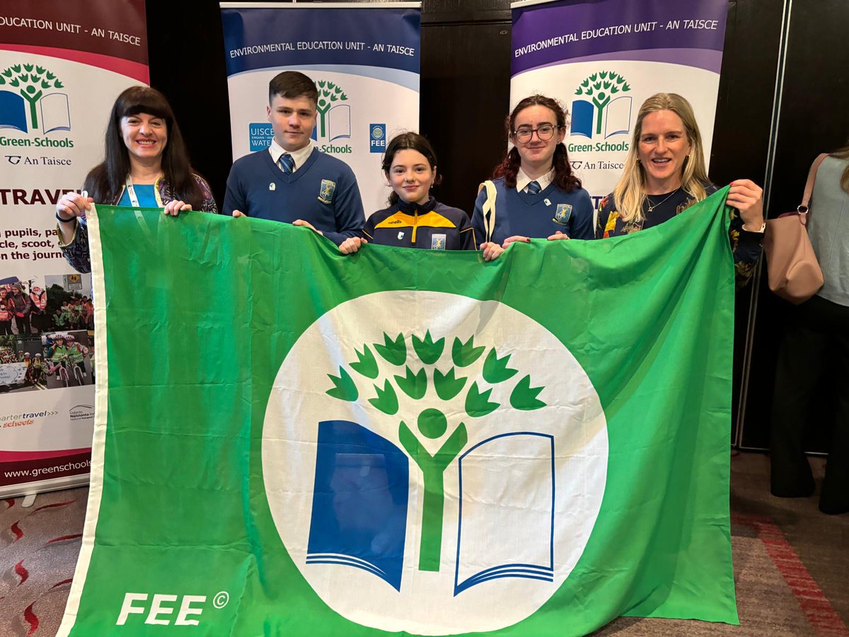 We've been awarded our fourth Green Flag by @AnTaisce @GreenSchoolsIre #greenschool #ecoschool #activetravel #greentravel #cork #school #greenflag #sustainability
