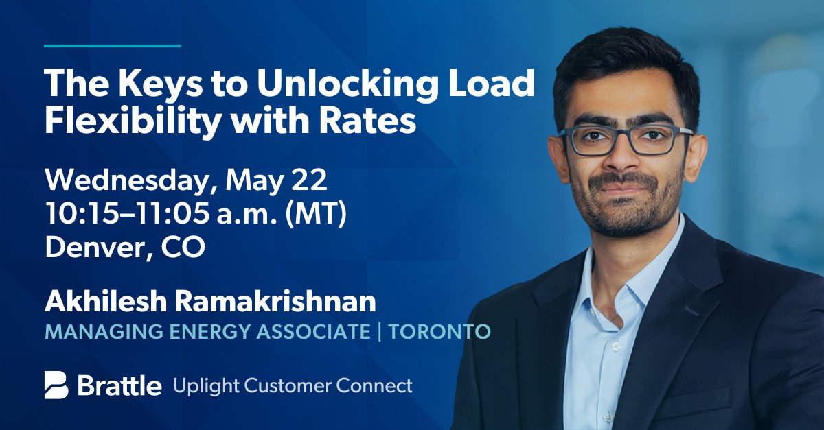 TheBrattleGroup's tweet image. Brattle Managing Energy Associate Akhilesh Ramakrishnan will discuss the keys to unlocking #loadflexibility with rates at @Uplight Customer Connect in Denver. bit.ly/3wN6P1c #EnergyTwitter #ratemaking