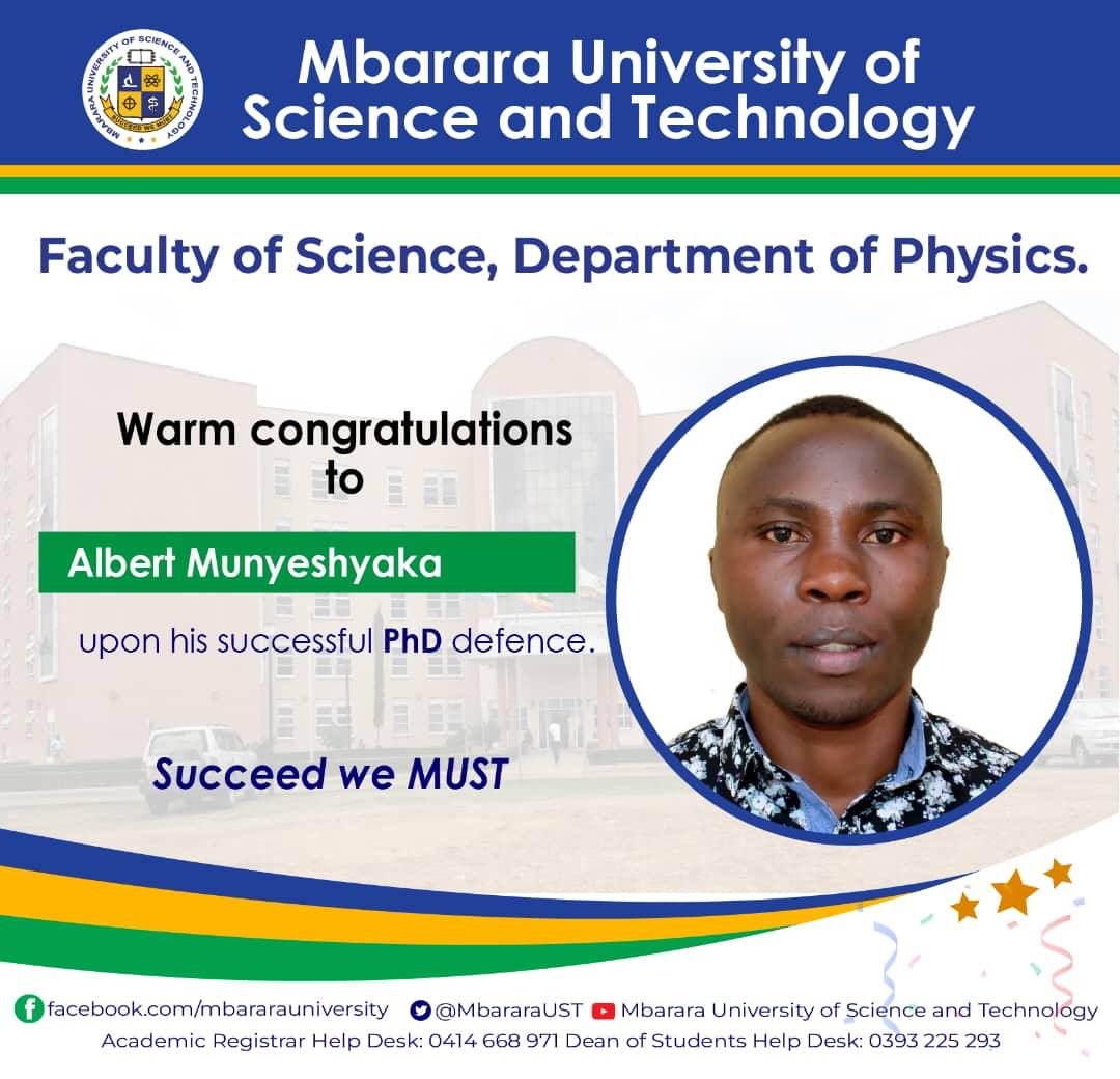 Congratulations Dr. Alber Munyeshyaka upon your successful PhD defence. Your dedication and hard work have paid off. Your research has the potential to make a positive impact in your field.