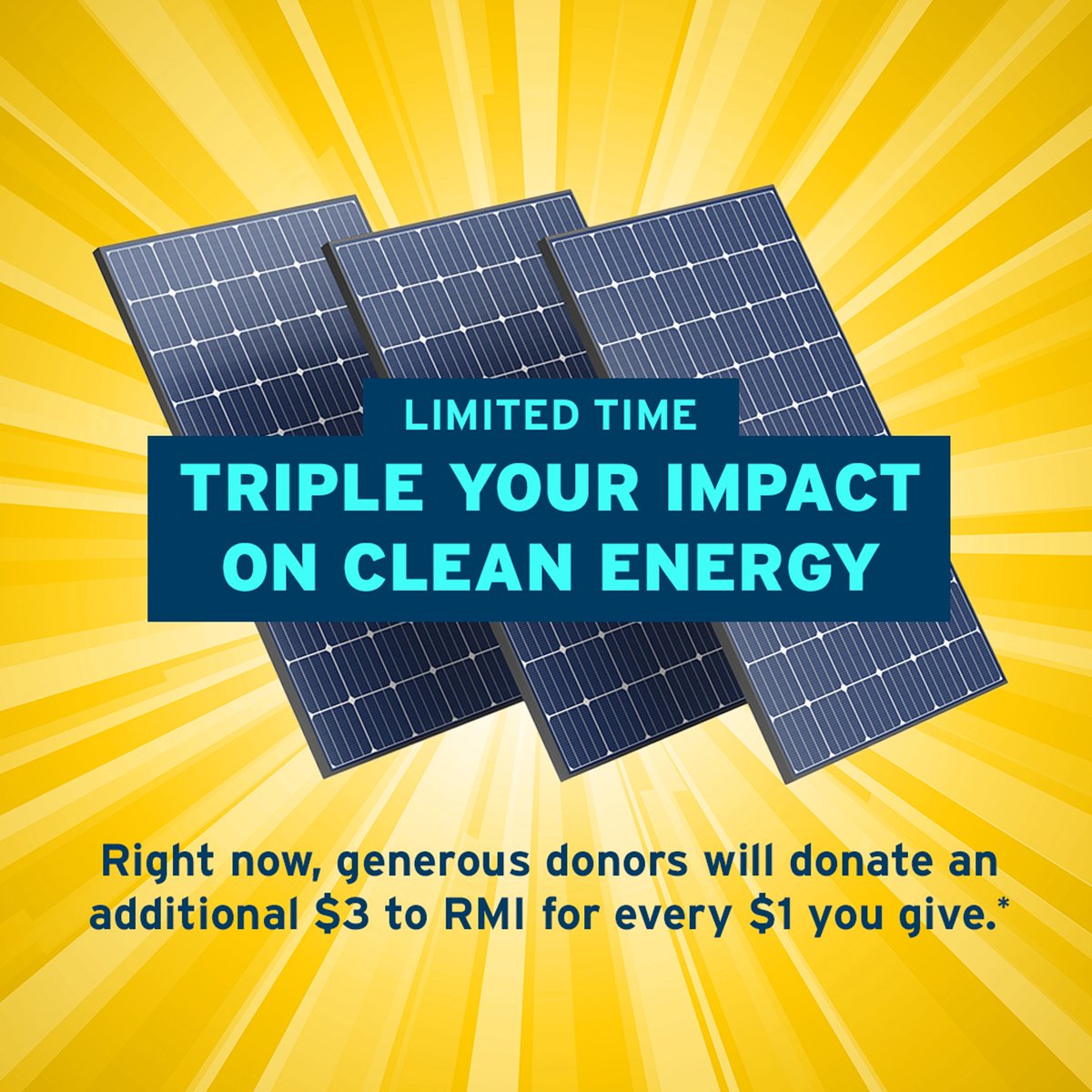 As a nonprofit, our work on the energy transition is funded by philanthropy. And right now, generous donors are TRIPLING donations to RMI, up to $250,000, until midnight, May 17, 2024! Please consider donating today: bit.ly/3UIYiFK