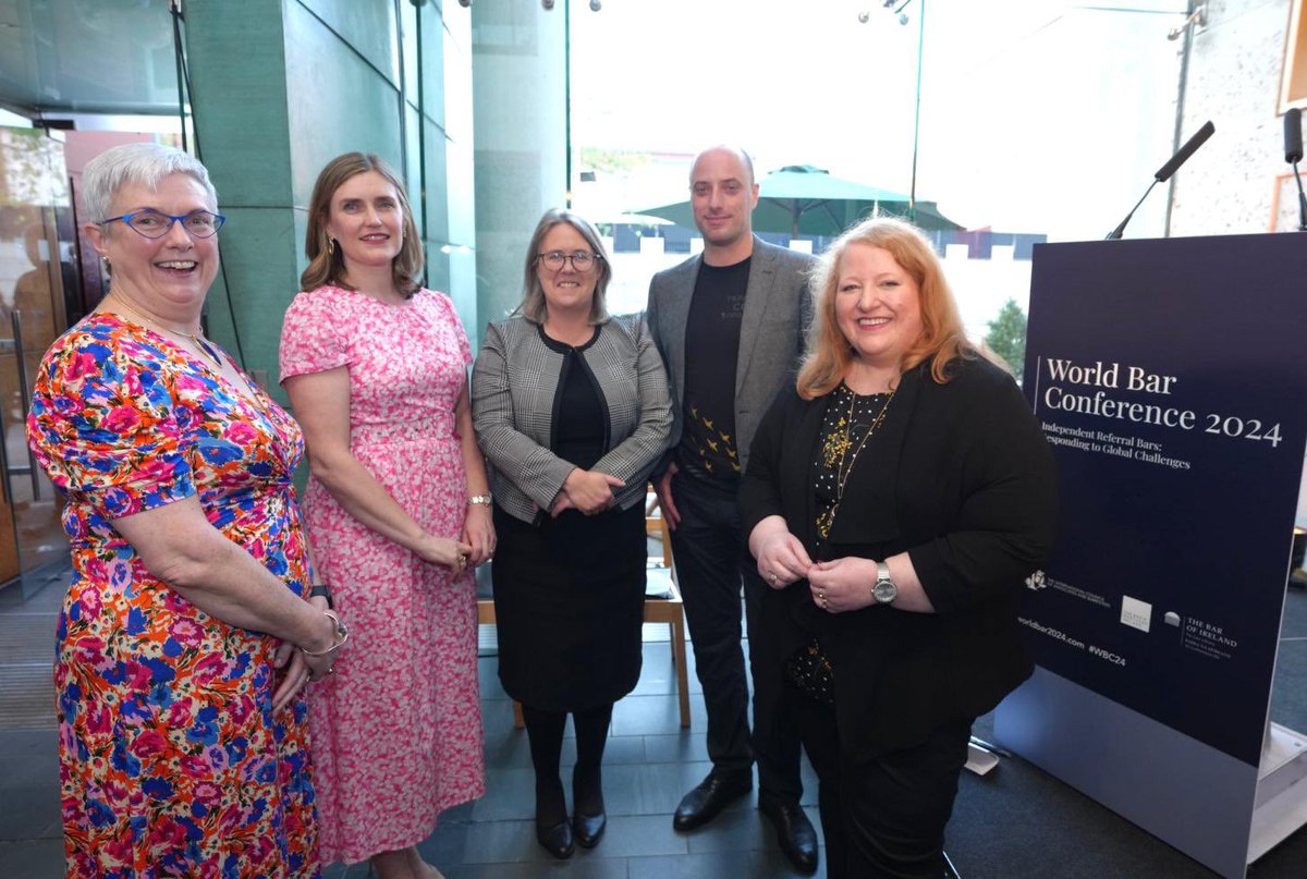 Lady Chief Justice Siobhan Keegan pictured with the Chair of the @TheBarofIreland Sara Phelin SC, Bar of NI Chair, Moira Smyth KC & Yurii Bielousov, General Prosecutor's Office of Ukraine #WBC24