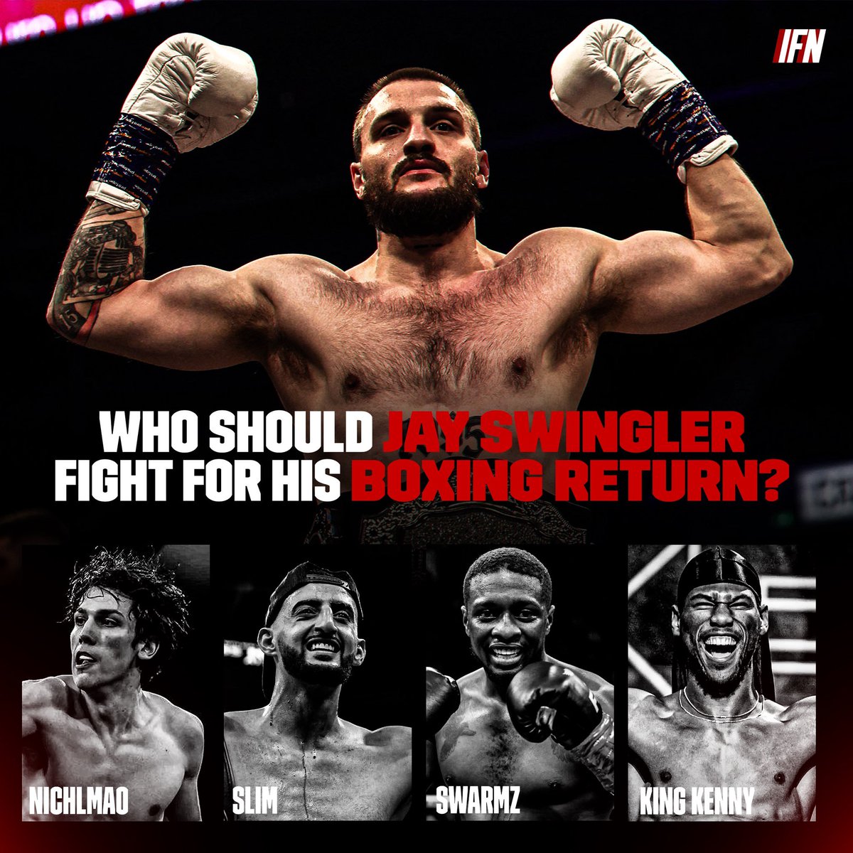‼️ 𝐂𝐎𝐌𝐌𝐔𝐍𝐈𝐓𝐘 𝐐𝐔𝐄𝐒𝐓𝐈𝐎𝐍 ‼️

Following the emergence of new training footage, who do you think Jay Swingler should face ahead of POTENTIAL boxing return ❓👀