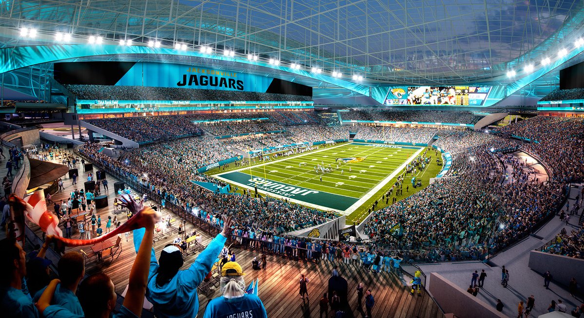 𝗕𝗥𝗘𝗔𝗞𝗜𝗡𝗚: The #Jaguars and the city of Jacksonville have unveiled their $1.4 billion “stadium of the future' proposal. Costs: City: $775 million Jags: $625 million (h/t @fos)