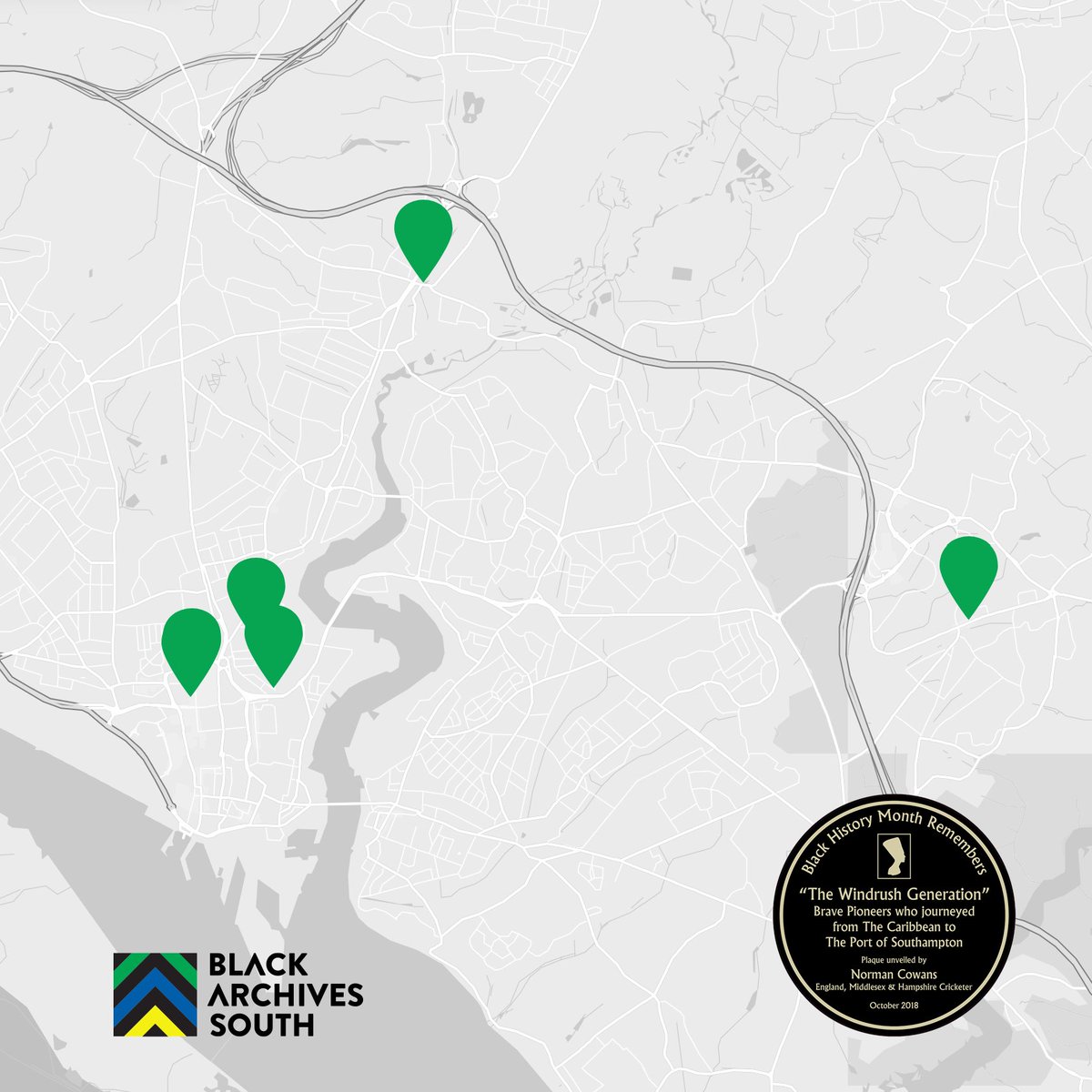 The “Black Plaque”, can be found at many locations in and around Southampton, aiming to celebrate and recognise individuals, people and places that have made an impact on Black communities and Black culture in the area.
 
Find the interactive map here 👇

bit.ly/3IjYUL4