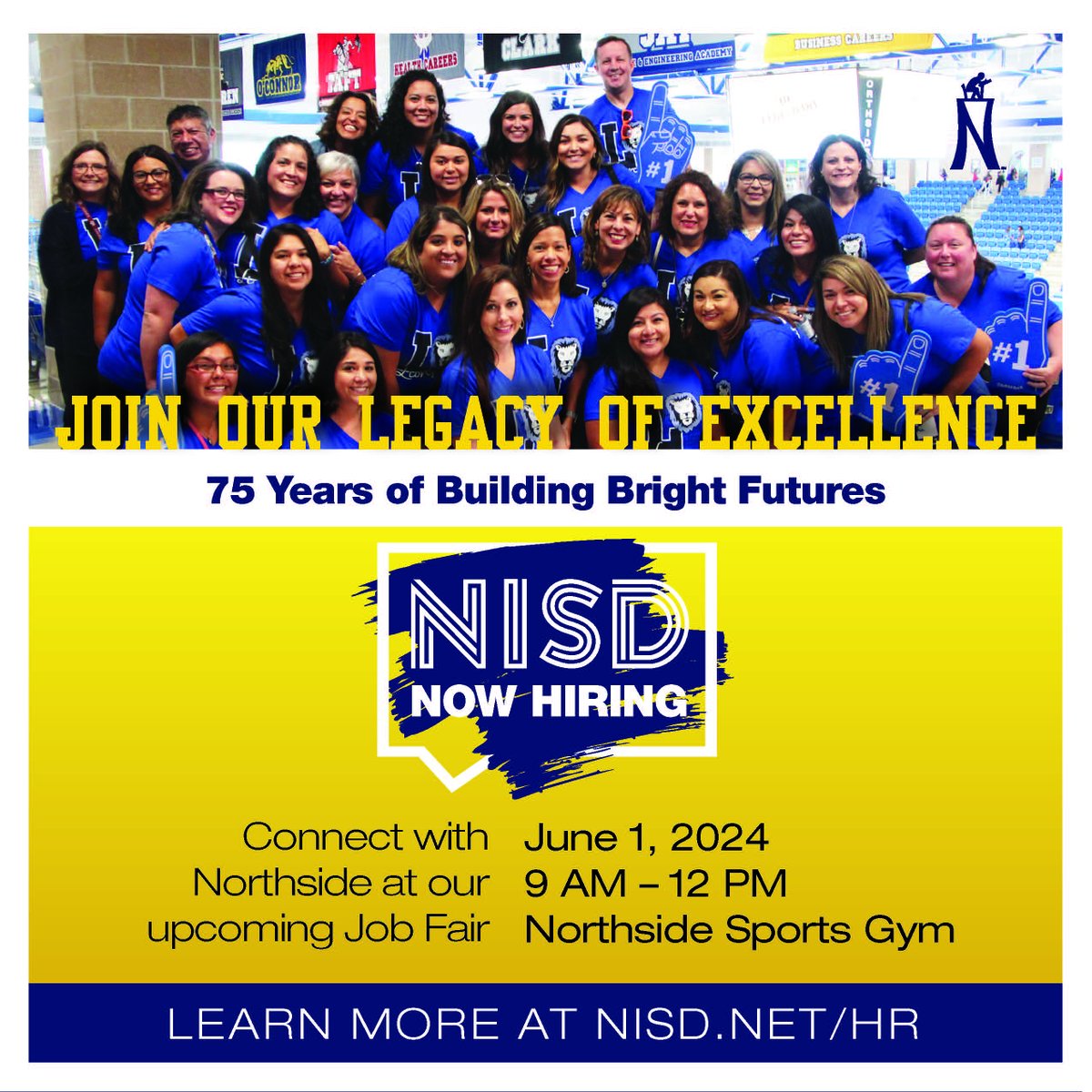 Come and talk with school personnel that have
 vacancies.  Get hired in the best District.