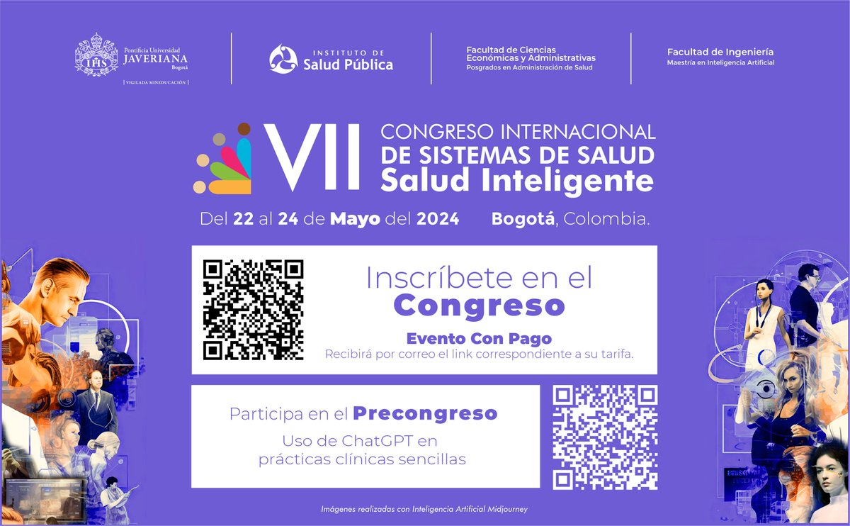 Faltan 7 días para dar inicio a nuestro VII Congreso Internacional de Sistemas de Salud #SaludInteligente. Inscríbete y asegura tu cupo 📝encuestas.javeriana.edu.co/417916?lang=es… #InteligenciaArtificial 
#IA 
#ChatGPT 
#SistemasSalud 
<a href="/pujingenieria/">Ingeniería Javeriana</a>