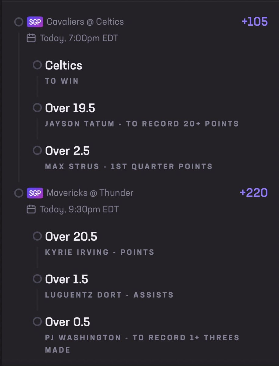 RichOffPicksss's tweet photo. 🚨NBA SGP-MAX PARLAY🚨
Odds from the Hardrock app +556
Lets get it #RichOffPicks ☠️💰 https://t.co/O95aKk8fj1