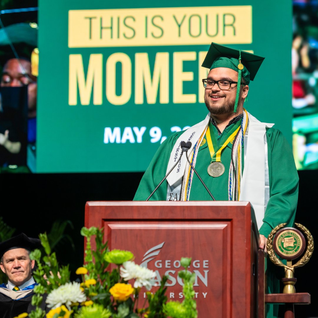 Join us in congratulating Zayd Hamid for his role as the student commencement speaker for @GeorgeMasonU’s class of 2024! He did a wonderful job representing both the Schar School and the entire university. Read more about Zayd's journey at the link below! gmu.edu/news/2024-05/s…