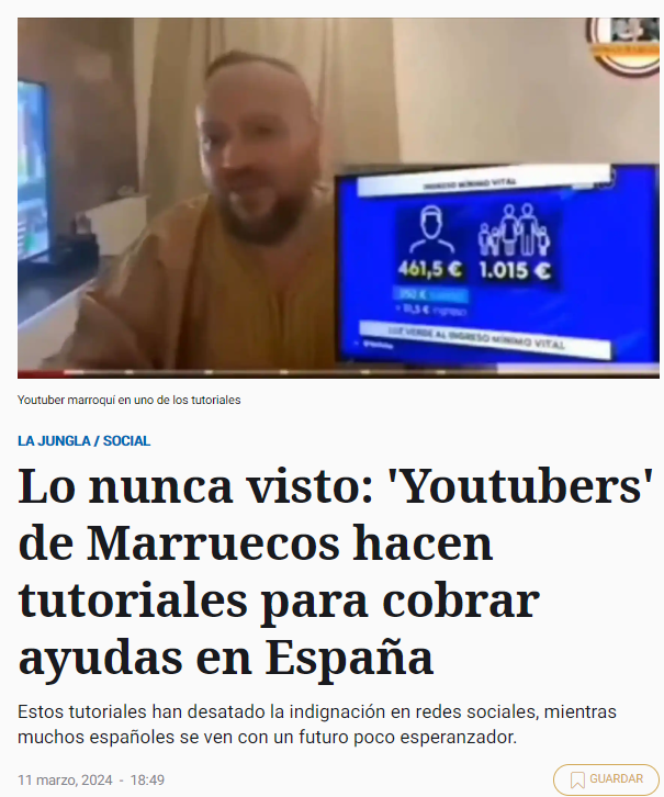 Twitercensores's tweet photo. Youtubers de Marruecos hacen tutoriales para cobrar ayudas en España.
Los españoles somos muy primos. https://t.co/WRiQk86qjl
