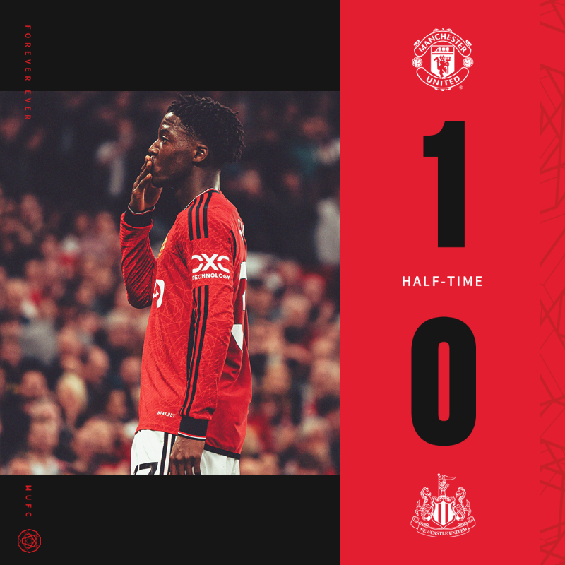 ManUtd's tweet photo. A goal to the good after 45 minutes 👏

#MUFC || #MUNNEW