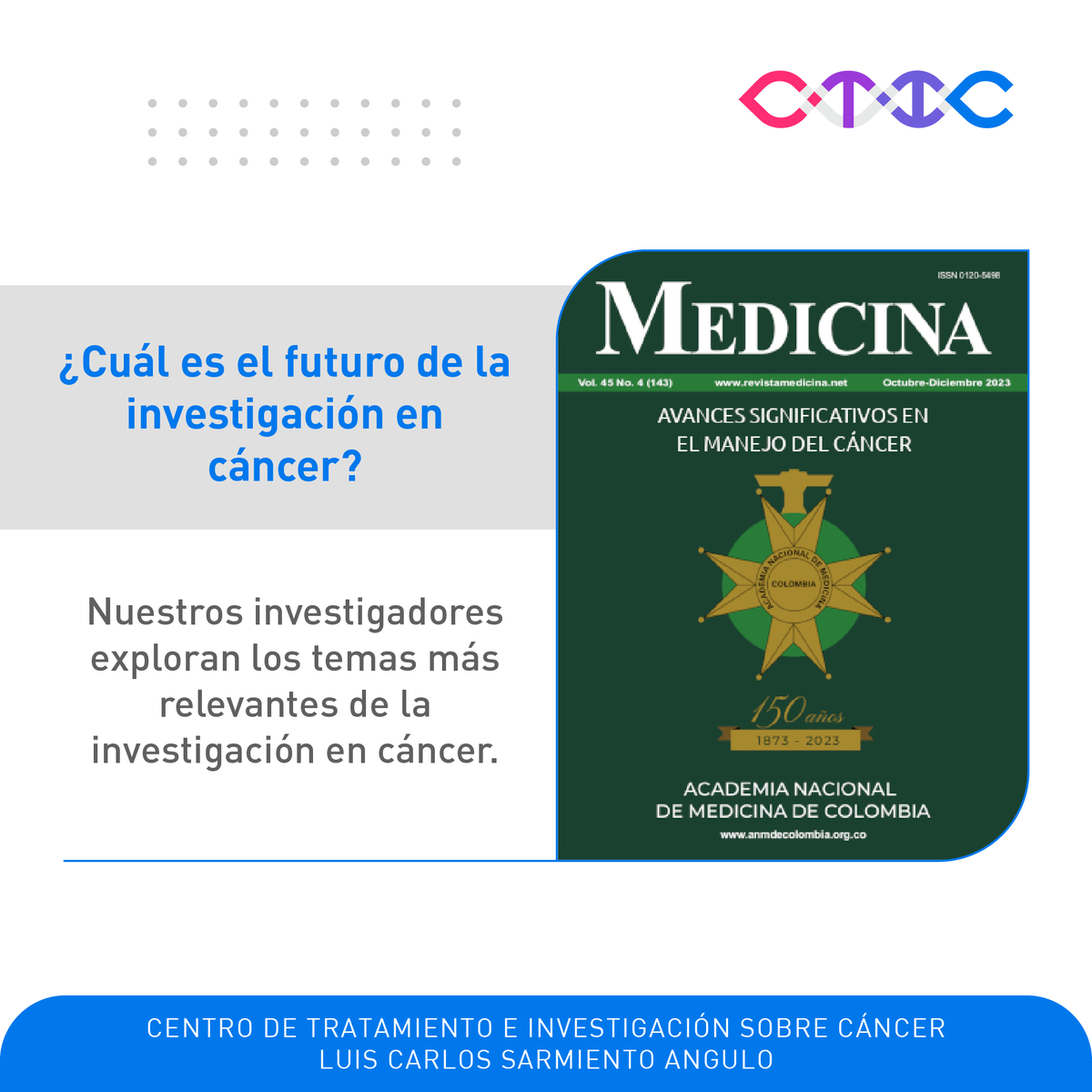 ¿Cuál es el futuro de la investigación en cáncer? Nuestros investigadores exploran los temas más relevantes de la investigación en cáncer, incluyendo los próximos gran avances en tumores sólidos y hematológicos. Descubra lo que piensan los expertos 👇 revistamedicina.net/index.php/Medi…