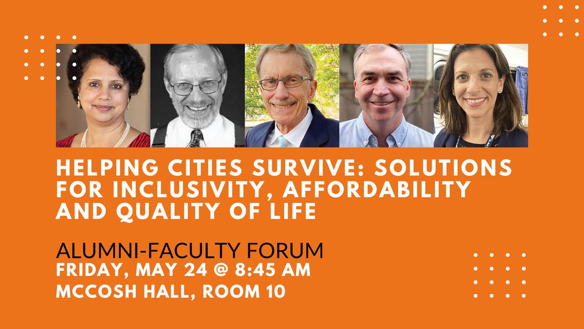 Friday morning, join @AnuRamaswami, Jim Stockard ’64, Richard K. Rein ’69, Neil Hrushowy ’94 and Beth Gordon Zall ’04 for a discussion about solutions for inclusivity, affordability and quality of life in today's cities. 🔗 bit.ly/3yhNcPf