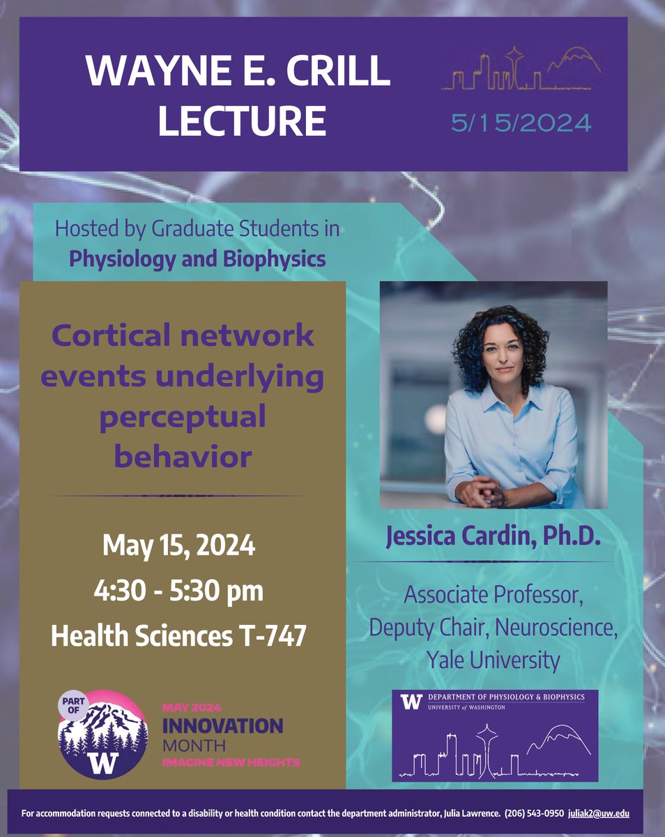 Join us at the Wayne E. Crill Lecture TODAY. #UWInnovationMonth2024 #neuroscience