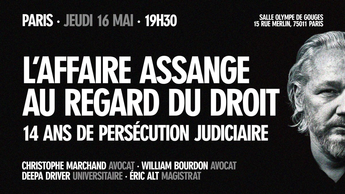 Un journaliste d'investigation peut-il être accusé d'espionnage ? Julian Assange sera de nouveau jugé lundi 20 mai. Ce jeudi, de nombreux intervenants se retrouvent à Paris, à 19 h 30, pour une conférence publique 'L'affaire Assange au regard du droit'.