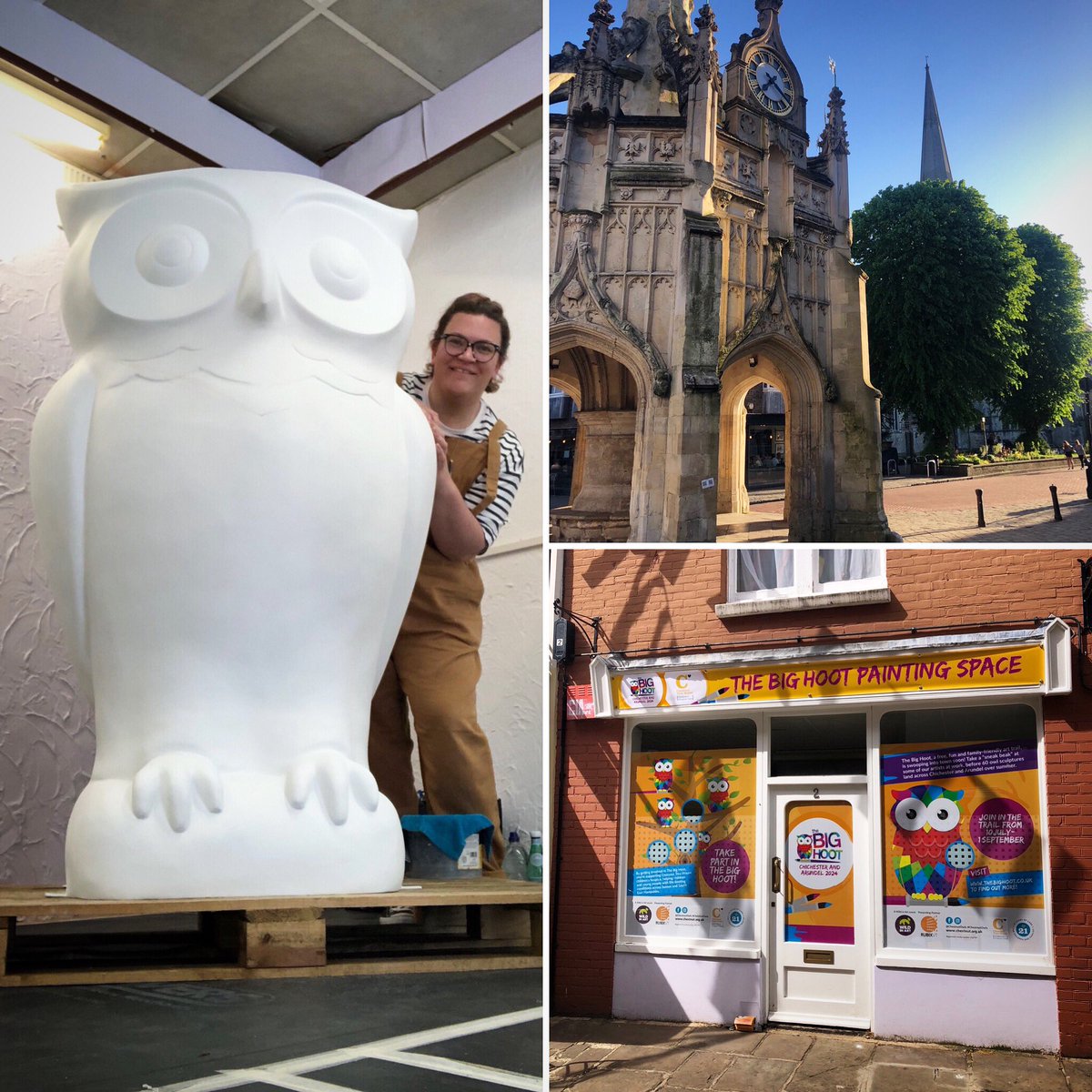 Hoo do we have here?! 🦉 Day 1 painting for @ChestnutOwls in Chichester. Lovely space, lovely sculpture and lovely city…what’s not to like? @wildinart