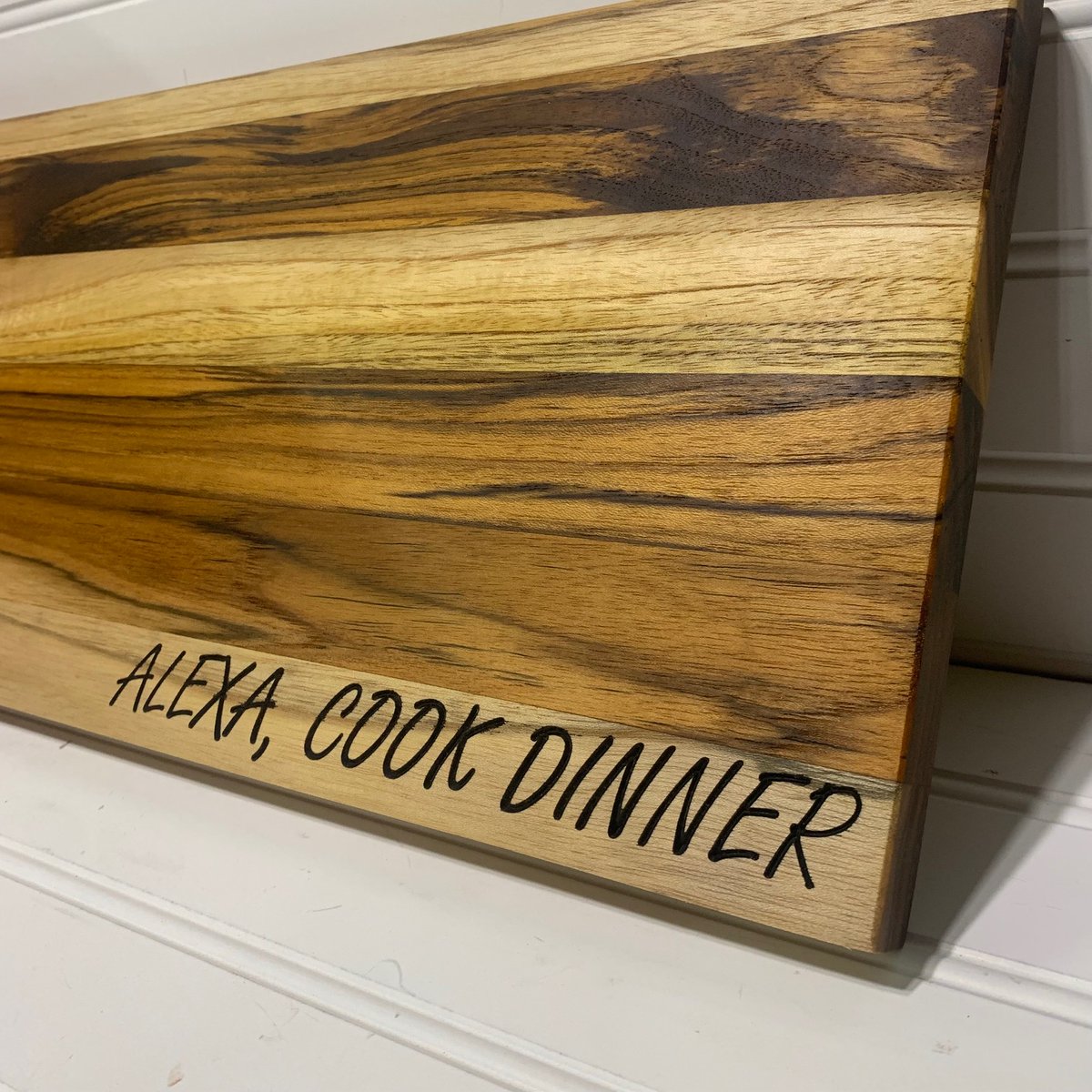 Alexa, Cook Dinner - 8' x 18' cutting board. Sized to not take a lot of counter space and works great for camping / RV. Made from 1' thick Teak boards. 

Check Us Out
dobynsfamilycreations.com
dobynsfamcreations.etsy.com

#kitchendecor