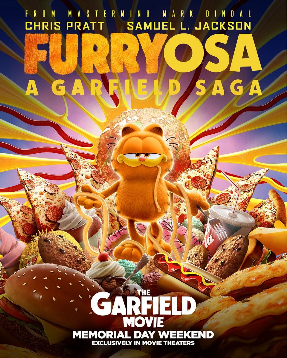 Espectacular nuevo póster de #Garfield en homenaje a #Furiosa: de la Saga de Mad Max. @SonyPicturesMX presenta #Garfield: Fuera de Casa, ahora en cines. 💻 moviecrazyplanet.com/?p=5557