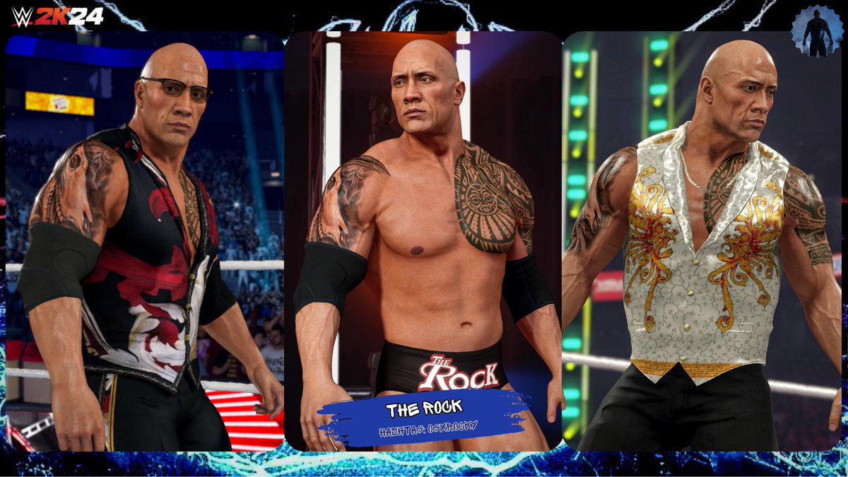 New upload to #WWE2K24 Community Creations 

The Rock '24

Tag: OGXROCKY

Includes:
• In-game “Evolution of the Bull” tattoo
• Custom Final Boss entrance 
• Less defined torso
• WM XL & SmackDown '24 attires by @GameVolt1 
• Call name & commentary 
• Can be set as ALT
