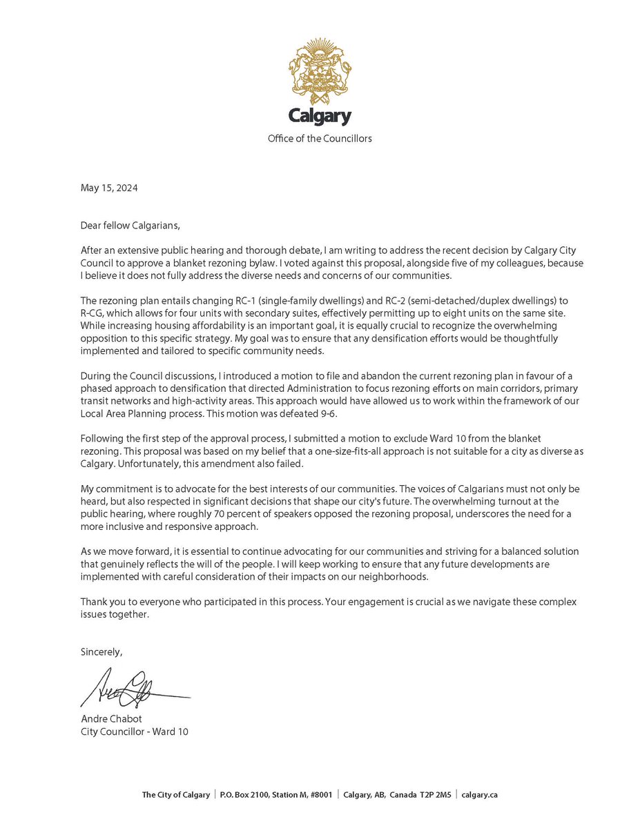 Standing with my community. Your involvement is essential as we move forward together. #cityofcalgary #yyccc #ward10