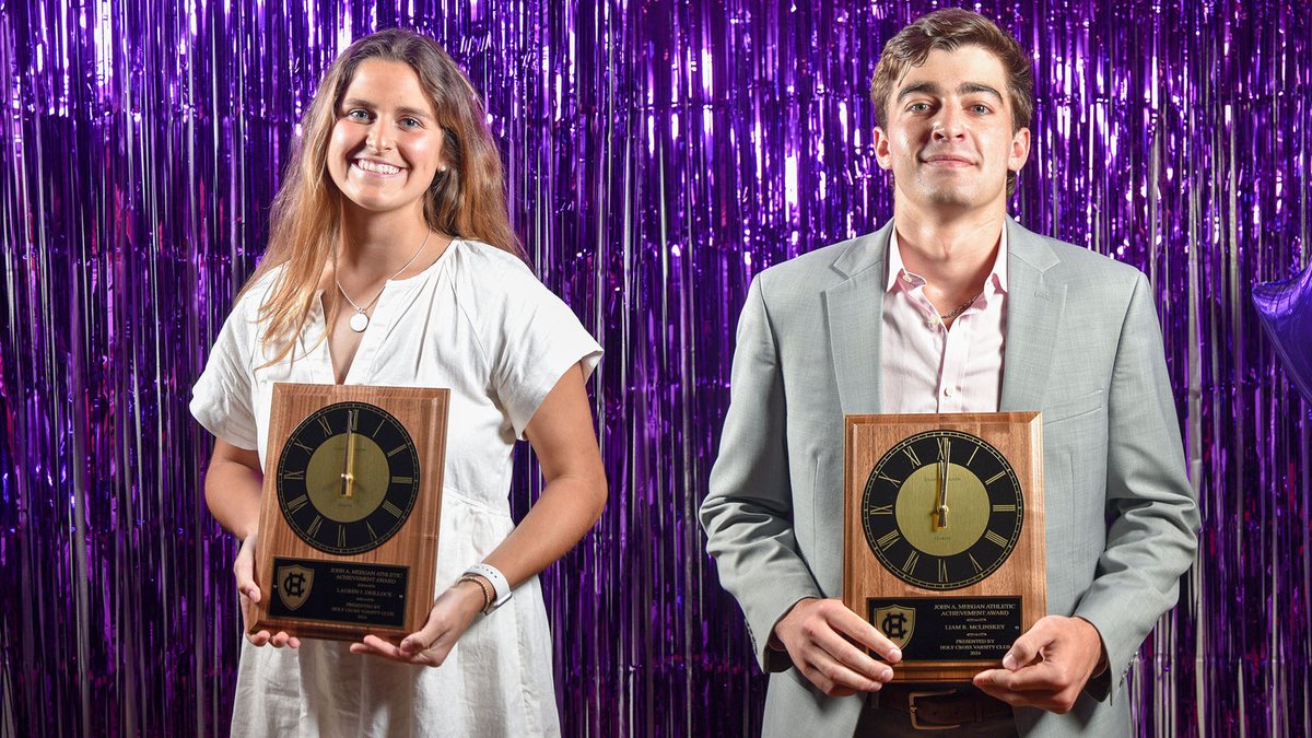 Lauren Drillock of @HCrossWLax and Liam McLinskey of @HCrossMHockey have won the 2023-24 Meegan Award!

The award is presented to one male and one female student-athlete who attained outstanding achievement during their college careers.

tinyurl.com/yc8u7rdw

#GoCrossGo
