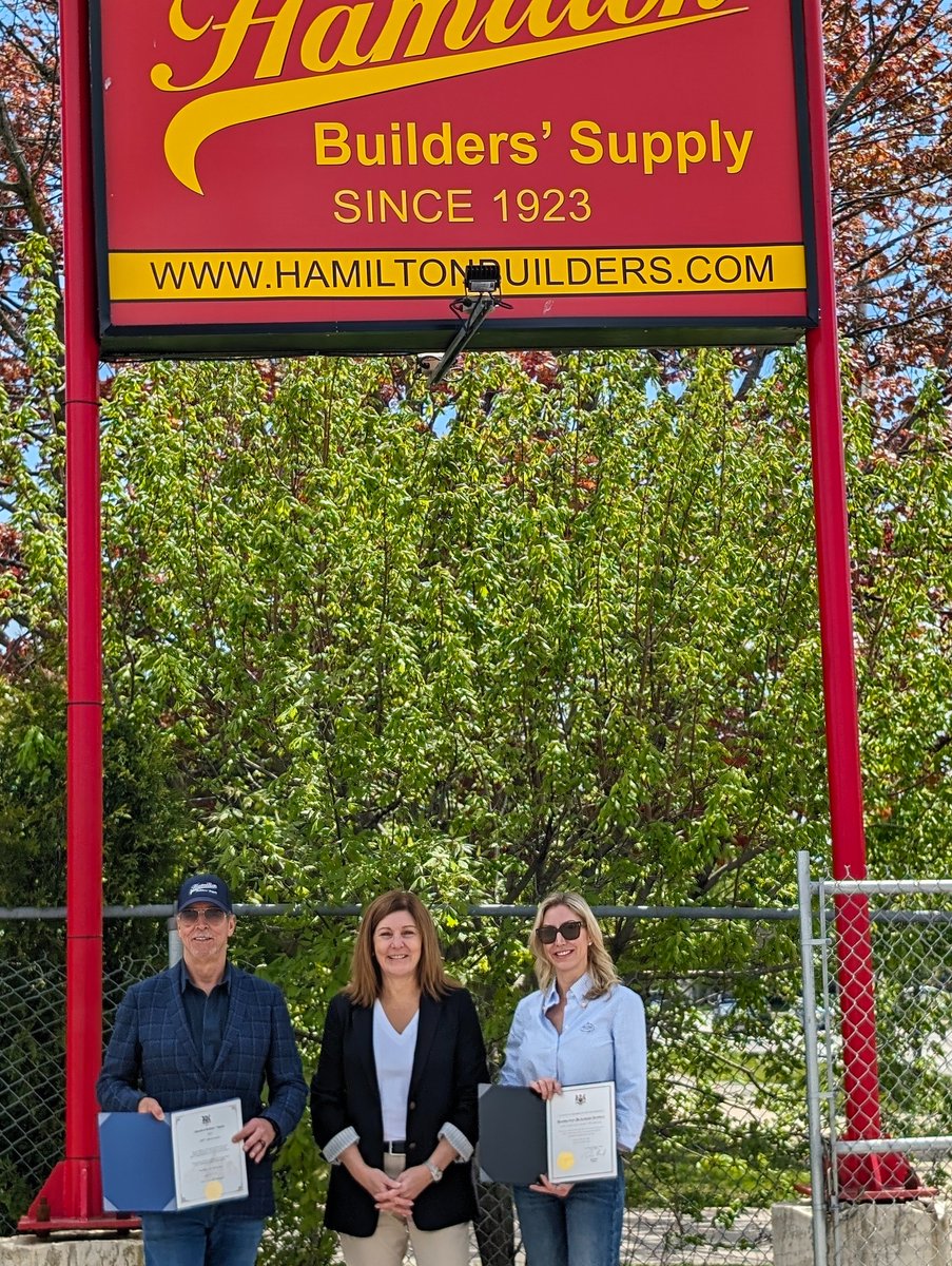 Last week, I had the pleasure of touring Hamilton Builders' Supply on their 100th Anniversary! Met with owner Ross Head, & VP Sondi Lindros. Proud to support Burlington Business that enriches indoor & outdoor spaces. Here's to a century of excellence and many more to come!