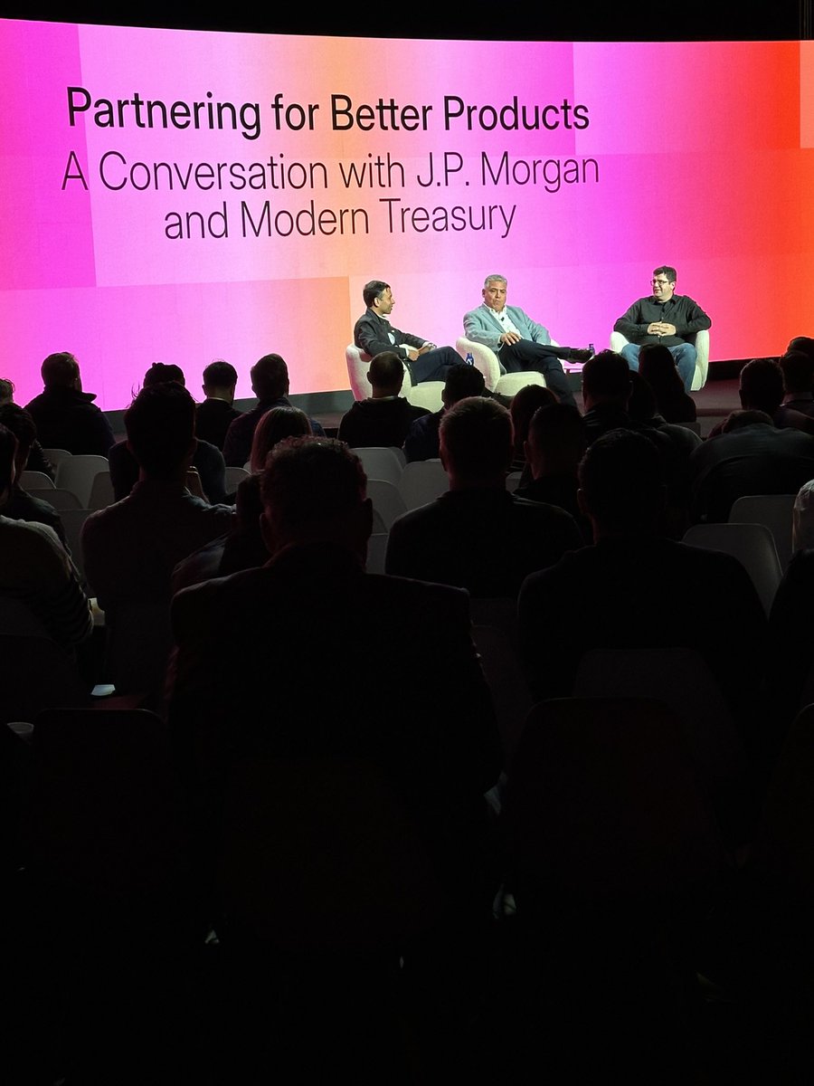 Solid morning at <a href="/ModernTreasury/">Modern Treasury</a> Transfer…. cool to see something we conceptualized during my time at <a href="/jpmorgan/">J.P. Morgan</a> taking flight. Great panel with <a href="/dadiomov/">Dimitri Dadiomov</a> and John China, with shoutouts to <a href="/chetanp/">Chetan Puttagunta</a> for hosting.