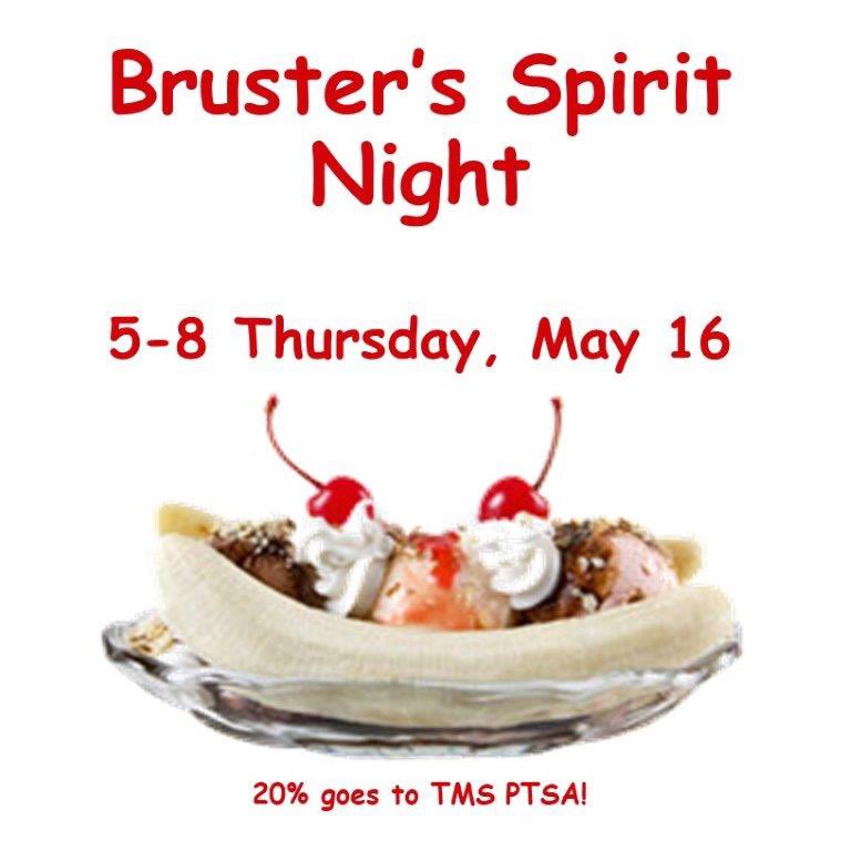 Get social with other Tigers at our Brusters Spirit Night, Thursday, May, 16 from 5-8! Support our school eat ice cream cream… #Toano #ToanoIs #WeAreWJCC