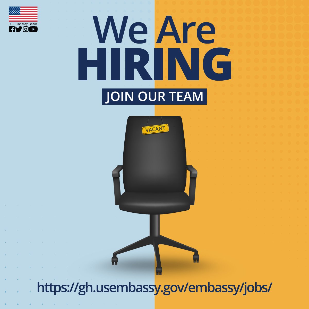 The U.S. Mission in Ghana is seeking eligible and qualified applicants for the following positions: - Audio Visual Technician - Warehouse Worker (Truck Driver) CLICK on the link for more information and application: bit.ly/EmbassyJobs