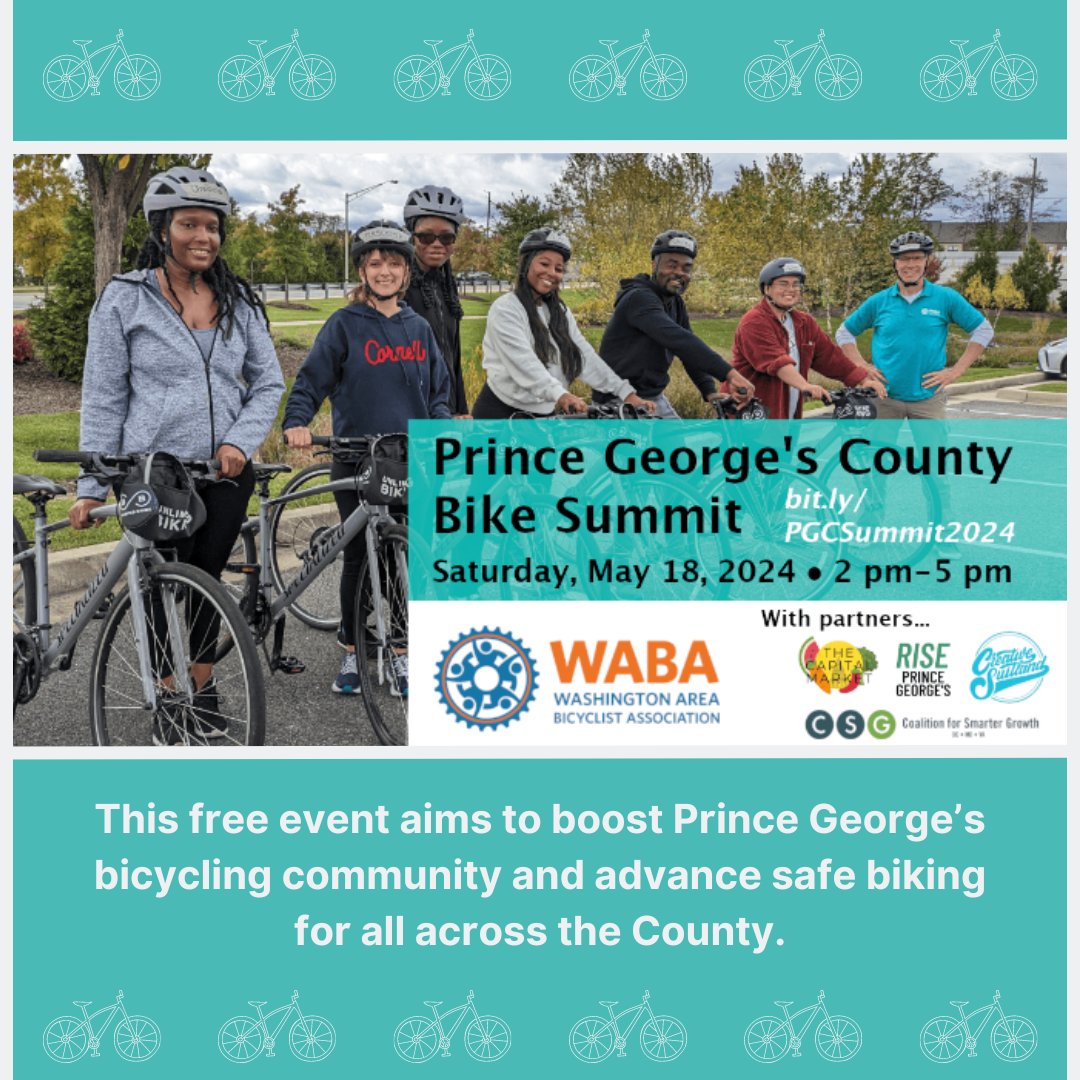 Join DPW&T in attending the Prince George's County's Bike Summit this Saturday, May 18, 2024! We hope to see you there. #VisionZero #PrinceGeorgesCounty