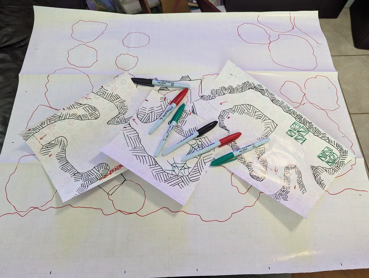 AssaftheDM's tweet photo. Maps prepped! NPC statblocks prepped. Plot notes noted. I think I'm ready for Sunday's #pathfinder game session! Wrapping paper is an awesome map tool.
#ttrpg #dnd #pathfinder2e https://t.co/aQaUep051K