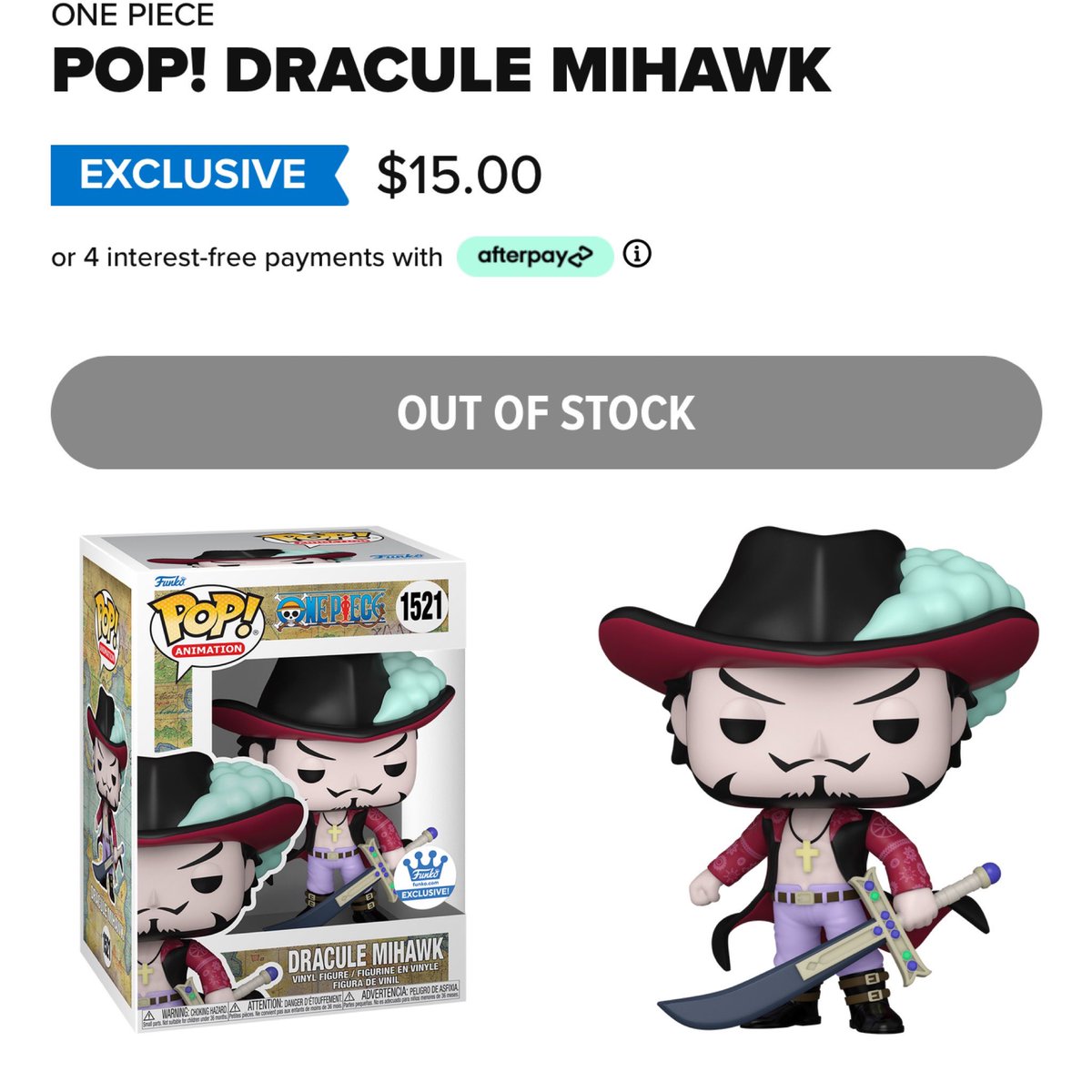 Dracule Mihawk is out of stock! I hope you got one if you wanted one. . #OnePiece #Funko #FunkoPop #FunkoPopVinyl #Pop #PopVinyl #Collectibles #Collectible #FunkoCollector #FunkoPops #Collector #Toy #Toys #DisTrackers