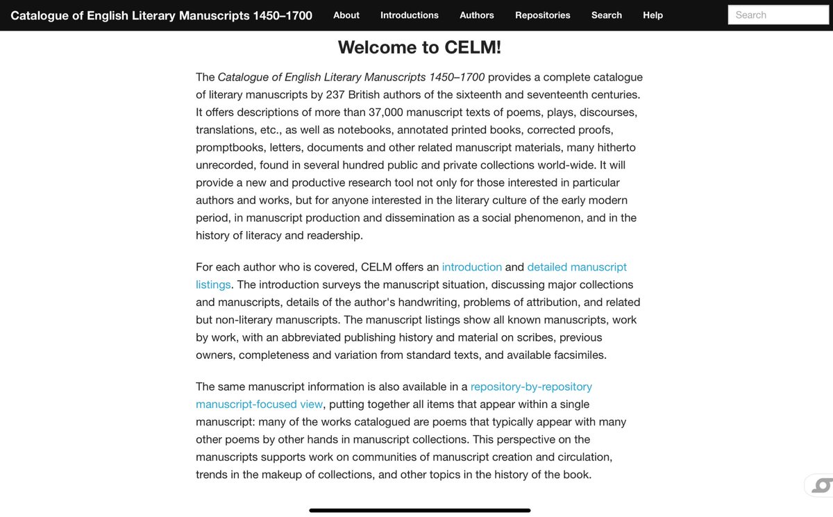 Very exciting news: CELM, my husband Dr Peter Beal’s digital Catalogue of Early Modern English Manuscripts from 1450-1700, has moved to the @FolgerLibrary and will be directed by Dr Heather Wolfe, with whom Peter and I have collaborated for years. celm.folger.edu
