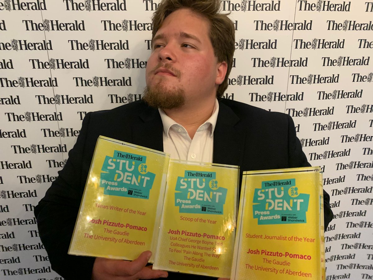 Grateful to @heraldscotland for a trio of awards this evening: Best Scoop, Best News Writer, and Student Journalist of the Year! Stay tuned for what's next...