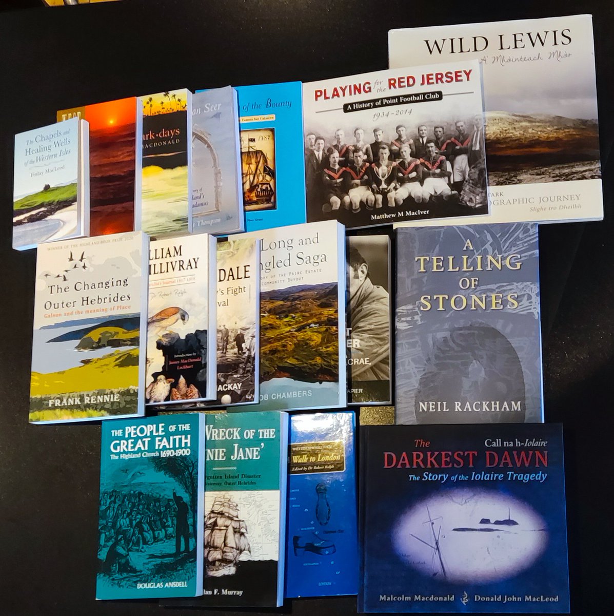 If you have an inclination for reading, especially regarding the Outer Hebrides, I recommend @AcairBooks.

They have a £5 sale running until the 31st with some great titles. Here are some that I have collected over the years. I even make a brief sporting appearance in one. ⚽