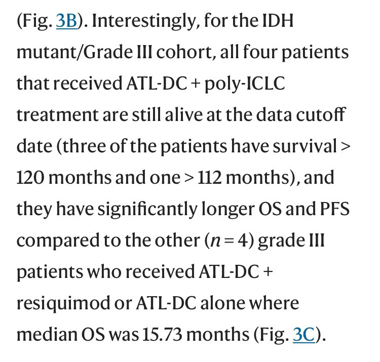 Exciting snippet. Too small to call a full trial and it was a mix of different tumor grades, recurrent and newly diagnosed patients, but still very nice. #ATLDC is UCLA’s generic name for #DCVaxL  

Of 4 patients, 3 for 10 yrs, 1 for 9 yrs, all still alive at end. $NWBO #polyiclc