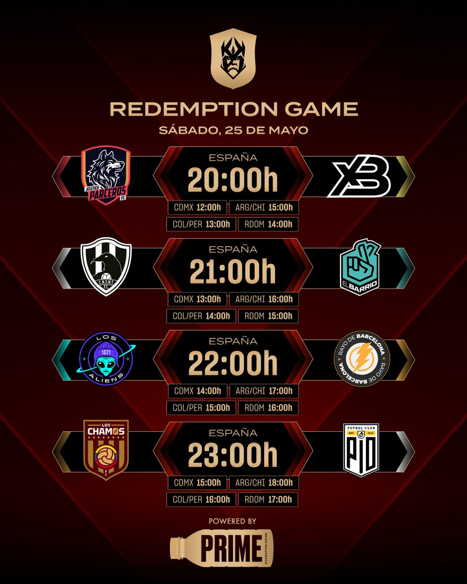 ✨ Los horarios del Redemption Game, nos vemos en 10 días.

#KingsWorldCup