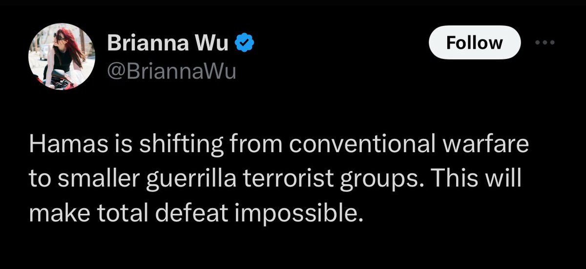 The geopolitical expert and military analyst has signed in. Hamas has zero tanks, zero fighter jets, & zero warships. What was “conventional” about it before?