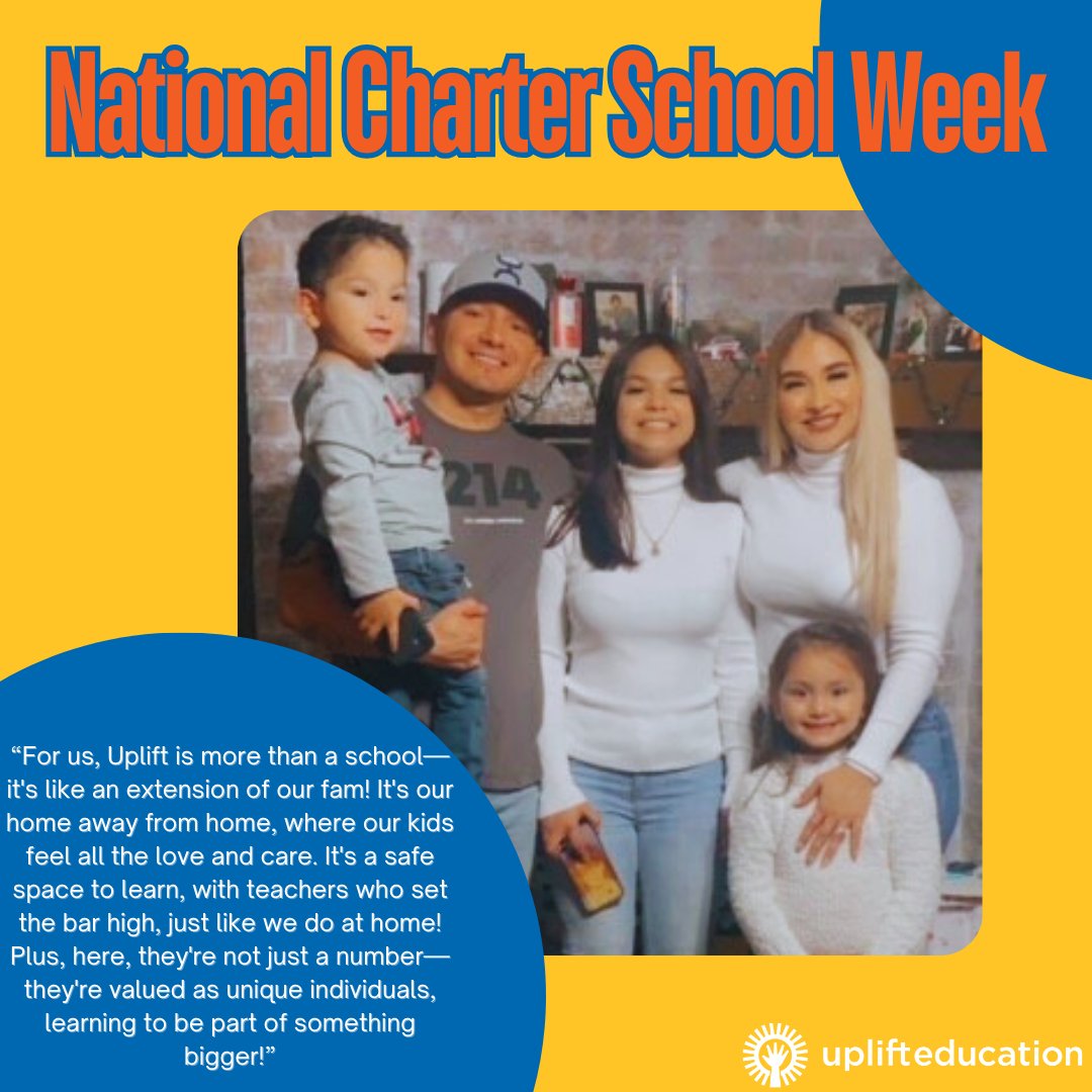 This #charterschoolweek we are featuring families! Meet the Guerrero family from Uplift Williams. They 💙 Uplift because it's like an extension of their fam—cozy, caring, and safe. Their kids are valued, challenged, and part of a bigger community! #UpliftFamilies