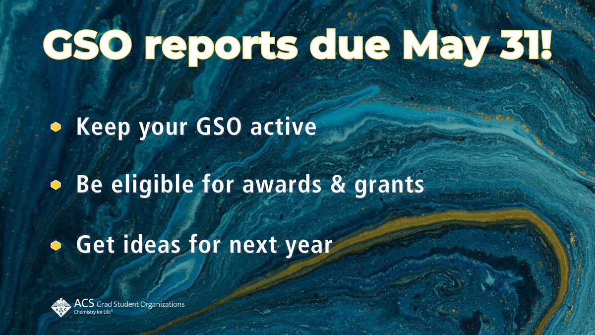 Did you know that ACS GSOs can receive awards for the first time this year? Make sure to submit your report by May 31! Learn more about the report process: ow.ly/QTr350REBlG