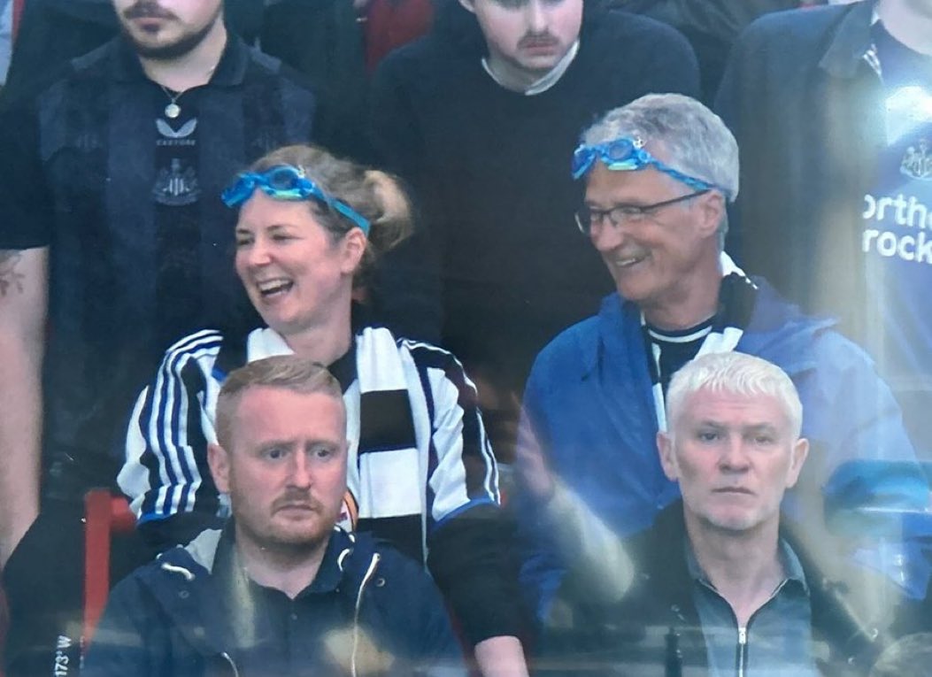 Newcastle fans wearing goggles after Old Trafford’s leak last game 😭😭😭