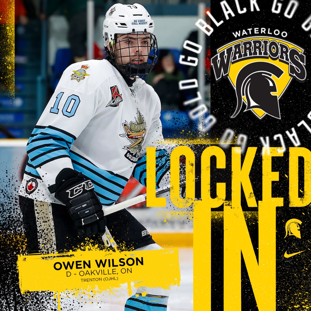 🗣️ RECRUITING ANNOUNCEMENT: Owen Wilson is a Warrior!

Owen is a 6'4" D from Oakville, who comes to us after an outstanding season with the <a href="/OJHLGoldenHawks/">Trenton Golden Hawks</a>. Last year, he registered 47 points (8-39) in 54 games on the Trenton blue line. Welcome to the <a href="/WlooWarriors/">Waterloo Warriors</a>, Owen!