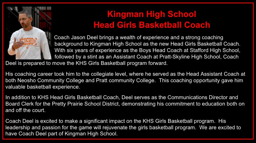Welcome Coach Jason Deel to KHS.