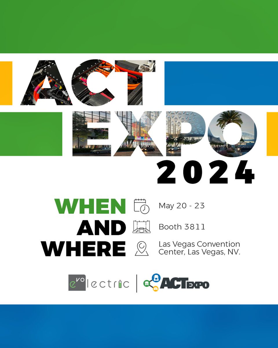 👉Don't miss the opportunity to meet the Evolectric experts at ACT Expo 2024. We look forward to seeing you at our booth 3811 to advise you and help you find the perfect solution fleet electrification for your needs.

#ACTExpo2024 #Evolectric #ElectrificationExperts