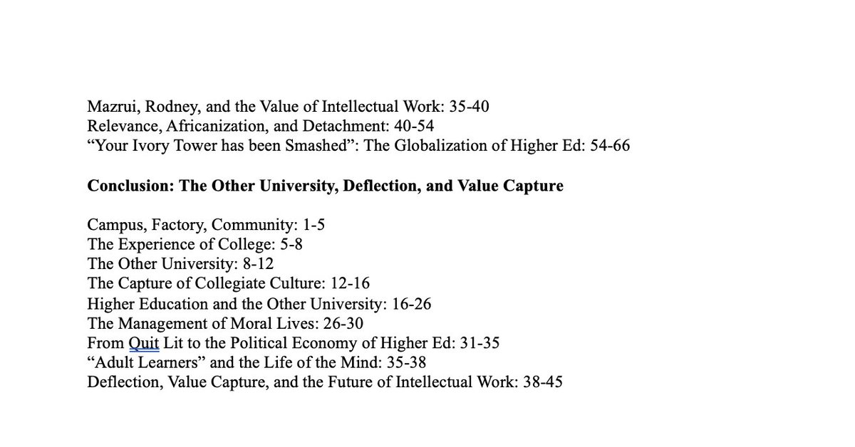 Just sent in _After the University: Deflection, Value Capture and the Future of Intellectual Work_.