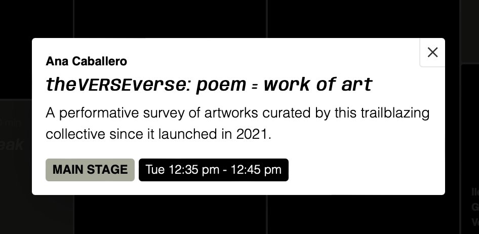 checked the schedule for @theVERSEverse's main stage performance @NFCsummit + looks like we'll be in excellent company the morning of May 28, sandwiched between @1OF1_art @kukulabanze @Defacedstudio @befethemad+ @miminguyenmimi. see you there🇵🇹
