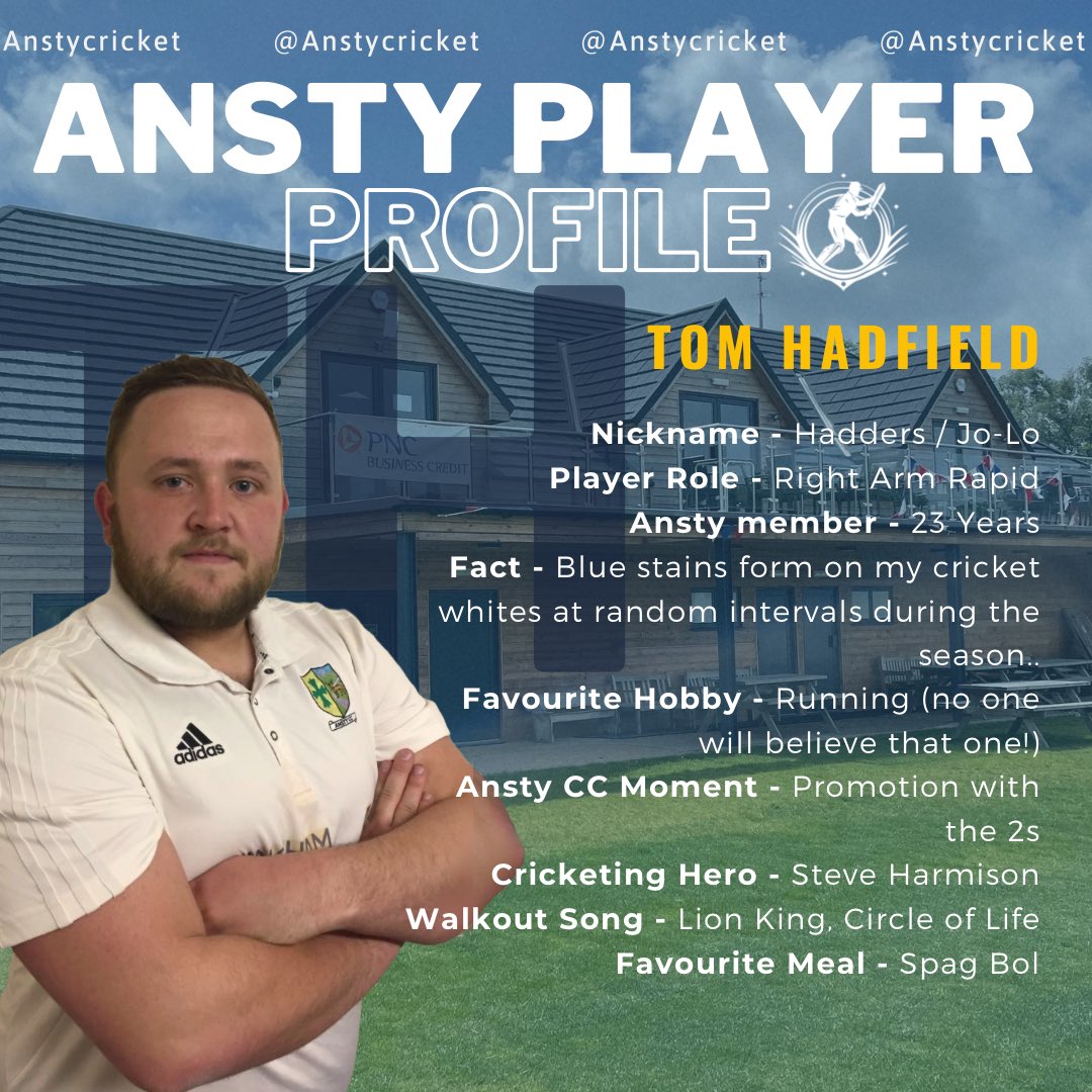 Introducing our latest player profile for Ansty Cricket Club - our very own Race Night host @tinyfield33! Get to know our talented team on and off the field as we showcase their skills and personalities! 💙

#Anstycricket #oneclub #tfbtfa #cricketseason #upthesty #cricketlove
