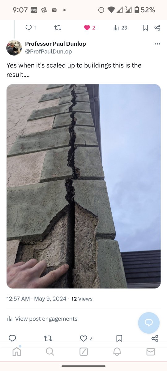 This is the end result in reality when internal sulfate attack causes concrete expansion. It has ruined so many people's homes in Ireland