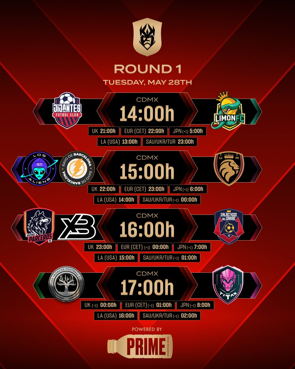The schedules for the Round 1 of the Kings World Cup.

#KingsWorldCup
