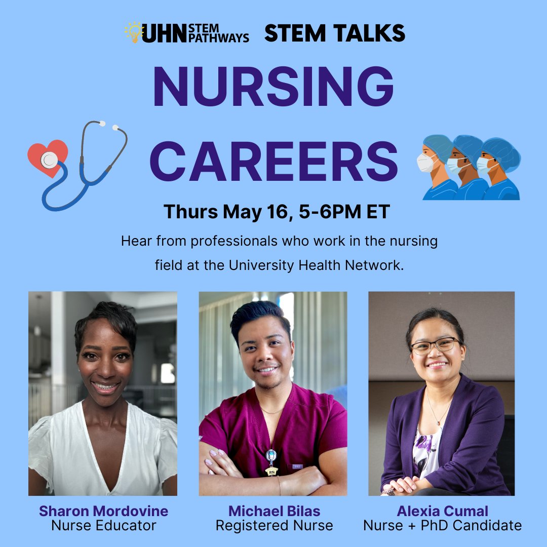 UHN STEM Pathways (@uhnstempathways) on Twitter photo There's still time to register! Our May #STEM Talks is TOMORROW. Join us at 5pm ET to hear from an amazing group of nurses <a href="/UHN/">University Health Network</a>. 🩺
Register here:
us06web.zoom.us/meeting/regist… There's still time to register! Our May #STEM Talks is TOMORROW. Join us at 5pm ET to hear from an amazing group of nurses <a href="/UHN/">University Health Network</a>. 🩺
Register here:
us06web.zoom.us/meeting/regist…