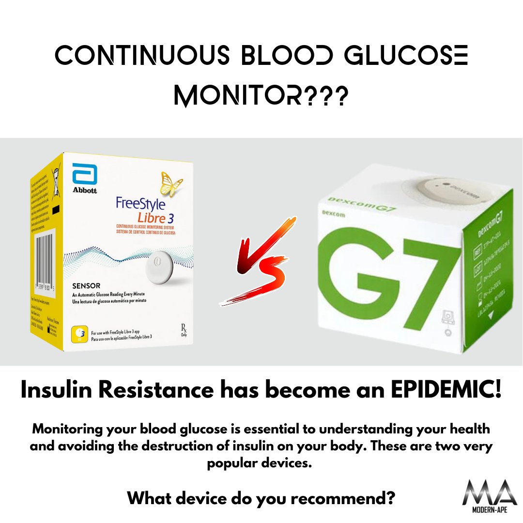 Insulin Resistance has become an EPIDEMIC!

Monitoring your blood glucose is essential to understanding your health and avoiding the destruction of insulin on your body. 

Two very popular devices.
What device do you recommend?

#Bloodglucose #CBGM #Insulinresistance #Modernape